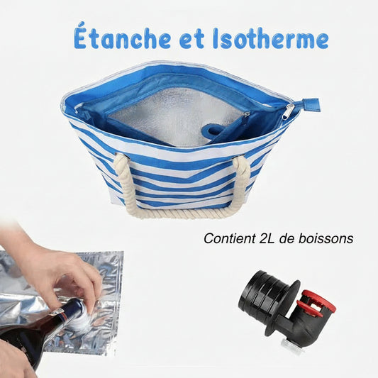 Sac de Plage Isotherme "Apéro Secret" avec Distributeur de Boisson