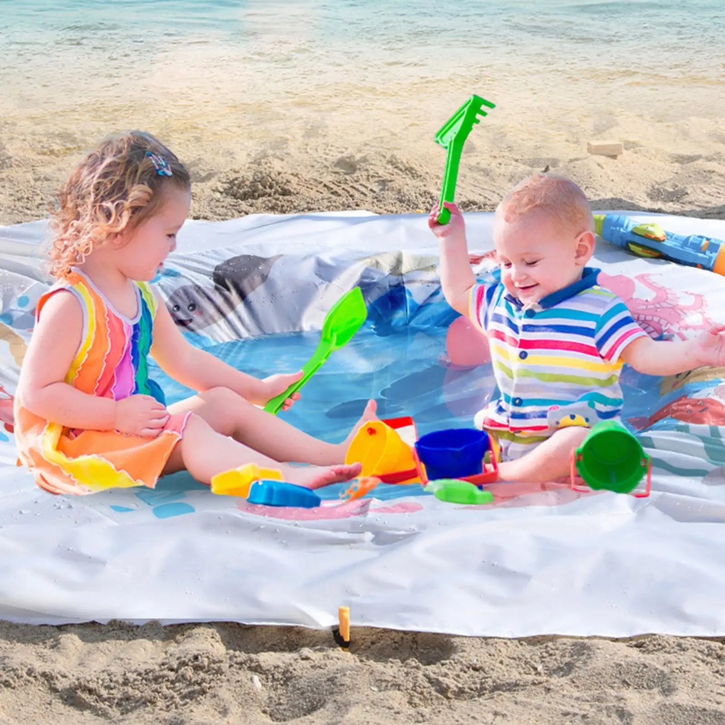 Tapis Pataugeoire Bébé Évolutif - Jeu d’Eau Plage Été