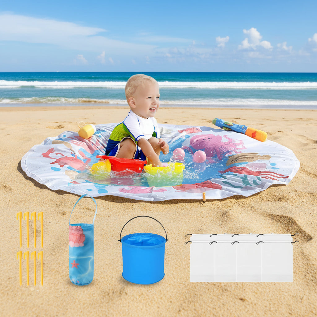 Tapis Pataugeoire Bébé Évolutif - Jeu d’Eau Plage Été