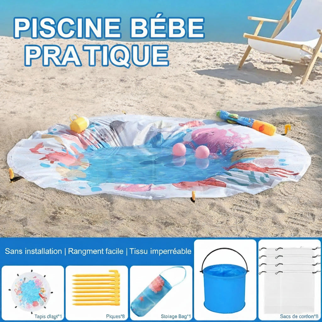 Tapis Pataugeoire Bébé Évolutif - Jeu d’Eau Plage Été