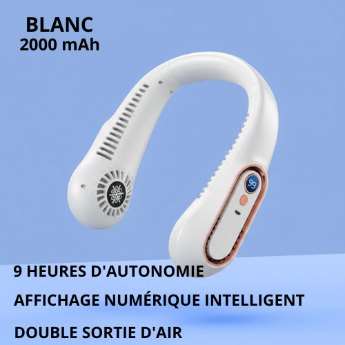 Ventilateur de Cou Portable Rechargeable - Refroidissement Été Sans Mains
